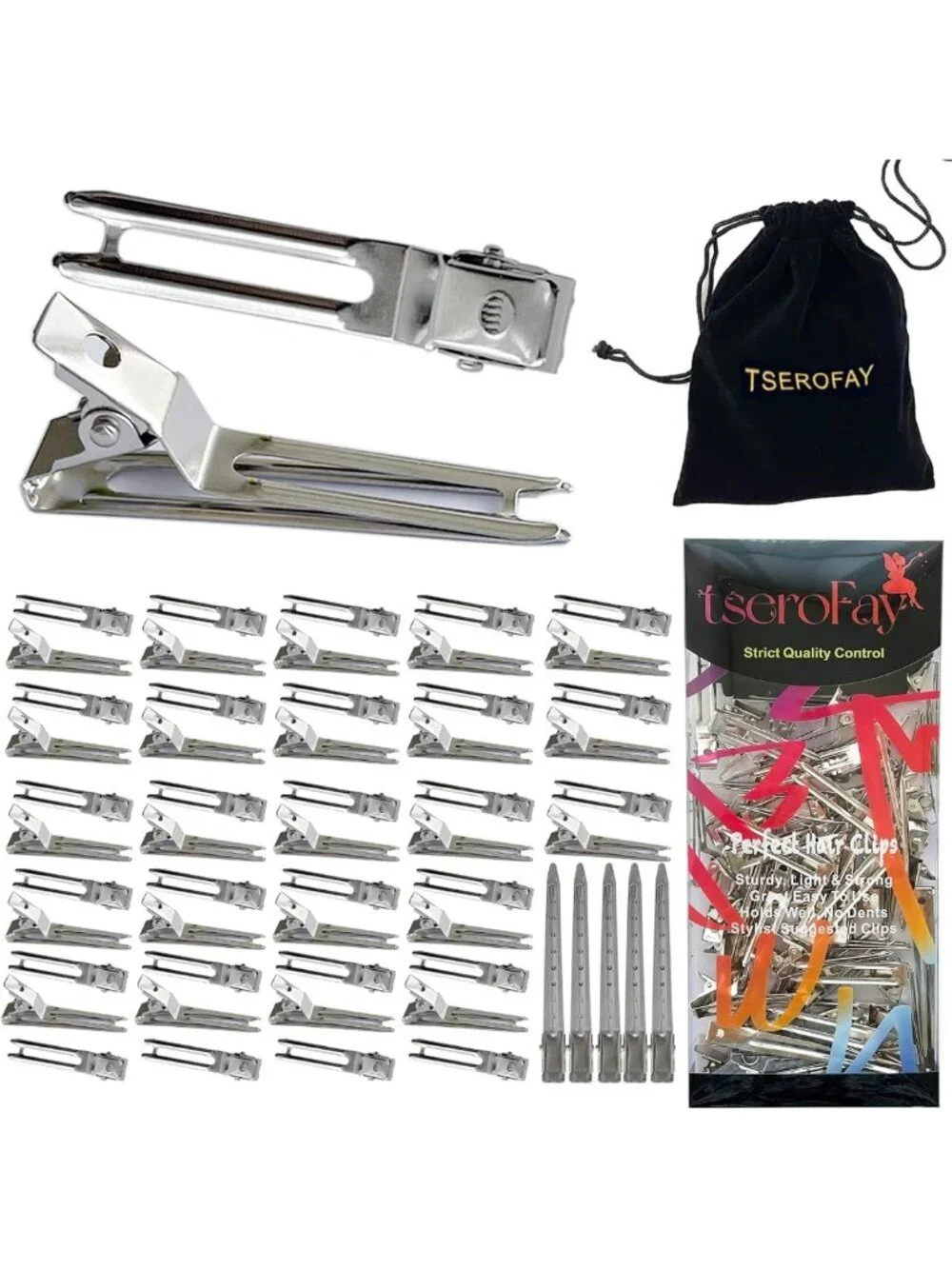 Stylish Silver Duckbill Clips for Women - Double Prong Pin Curl Roller Hair
